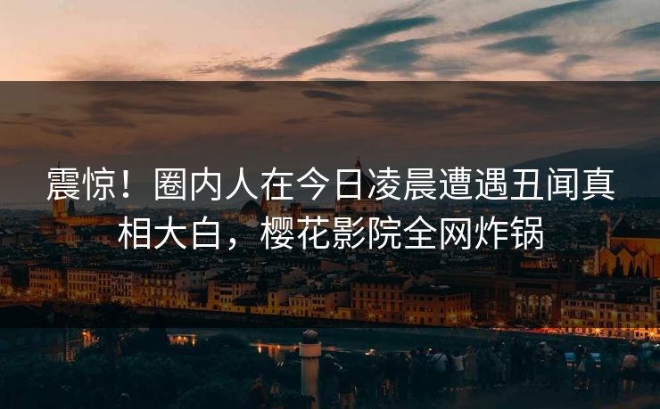 震惊！圈内人在今日凌晨遭遇丑闻真相大白，樱花影院全网炸锅