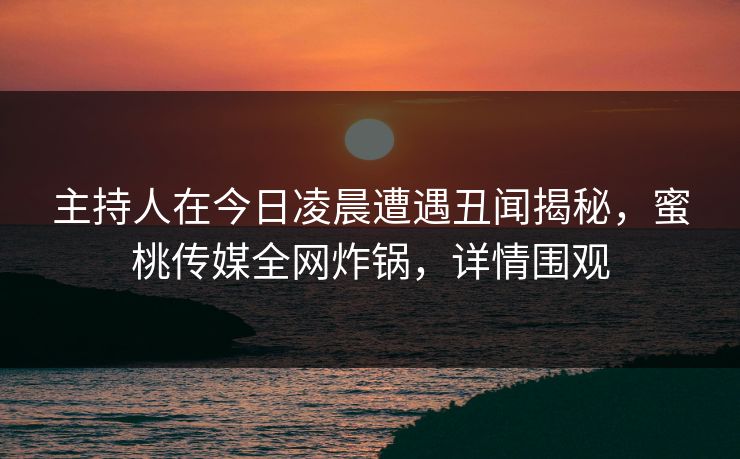 主持人在今日凌晨遭遇丑闻揭秘，蜜桃传媒全网炸锅，详情围观