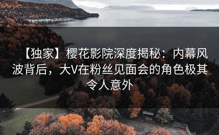 【独家】樱花影院深度揭秘：内幕风波背后，大V在粉丝见面会的角色极其令人意外